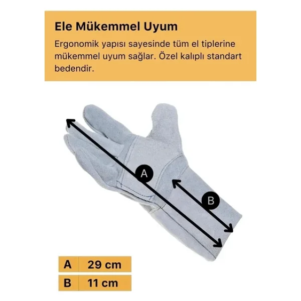 Premium Yanmaz Yüksek Isıya Sıcaklığa Dayanıklı Kaynak Yangın Su Geçirmez Çok Amaçlı Deri Eldiven - Görsel 4