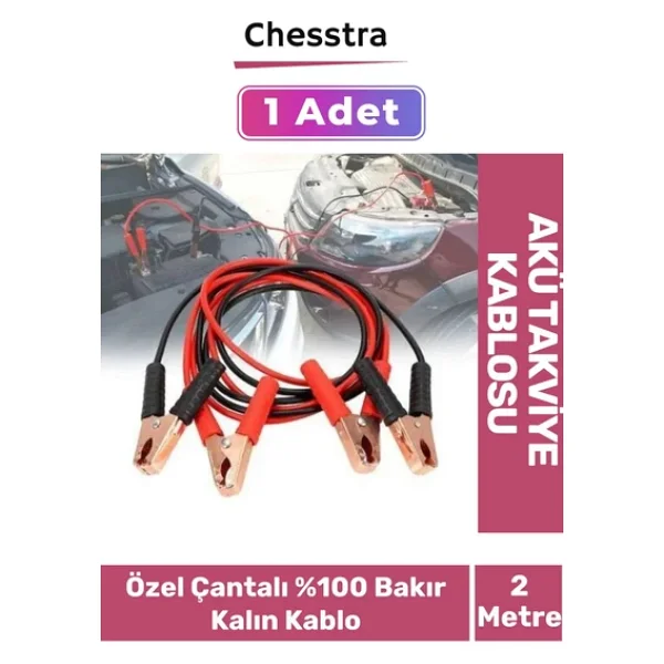 Premium Çantalı %100 Bakır Kalın Kablo 1200 Amper Güçlü Oto Akü Takviye Hızlı Şarj Kablosu 2 Metre - Görsel 6