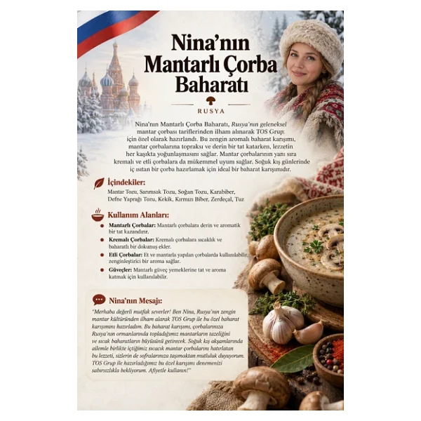Nina'nın Mantarlı Çorba Baharatı 100 gr Nina's Mushroom Soup Seasoning - Görsel 4