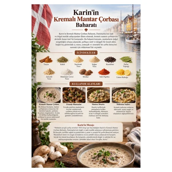 Karin'in Kremalı Mantar Çorbası Baharatı 100 gr Karin's Creamy Mushroom Soup Seasoning - Görsel 3