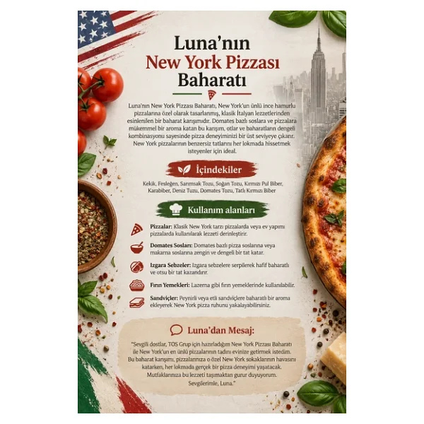 Luna'nın New York Pizzası Baharatı 100 gr Luna's New York Pizza Spice - Görsel 4