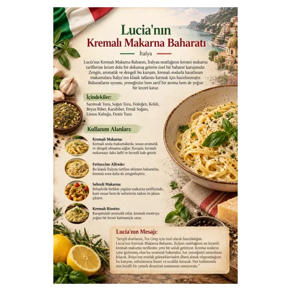 Lucia'nın Kremalı Makarna Baharatı 100 gr Lucia's Creamy Pasta Seasoning - Görsel 4