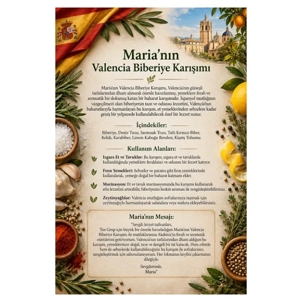 Maria'nın Valencia Biberiye Karışımı 100 gr Maria's Valencia Rosemary Blend - Görsel 4