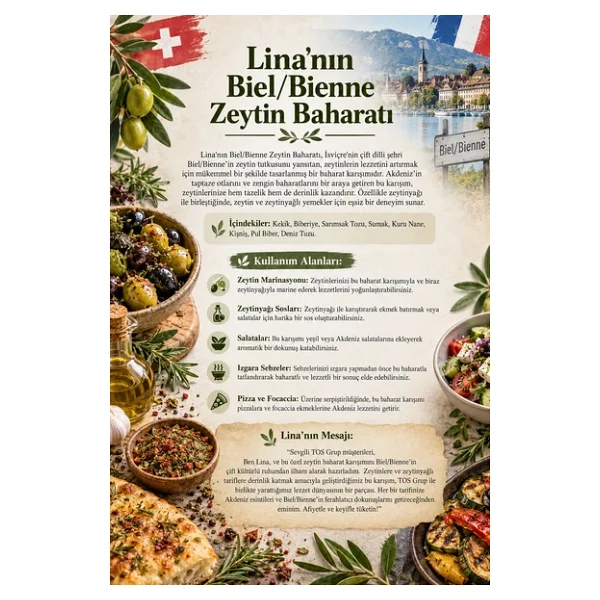Lina'nın Biel/Bienne Zeytin Baharatı 100 gr Lina's Biel/Bienne Olive Spice - Görsel 3