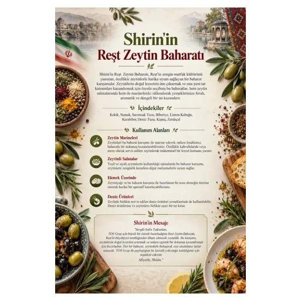 Shirin'in Reşt Zeytin Baharatı 100 gr Shirin's Rasht Olive Spice - Görsel 4