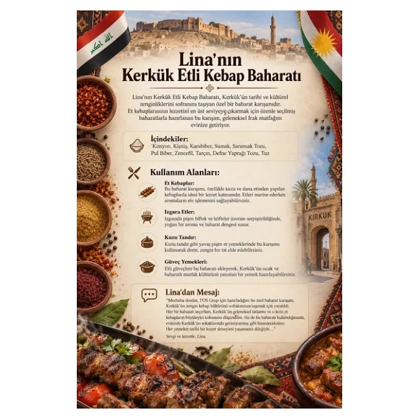 Lina'nın Kerkük Etli Kebap Baharatı 250 gr Lina's Kirkuk Lamb Kebab Spice - Görsel 4