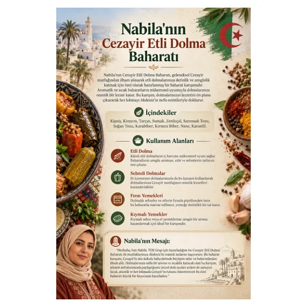 Nabila'nın Cezayir Etli Dolma Baharatı 100 gr Nabila's Algiers Stuffed Meat Dolma Spice - Görsel 3