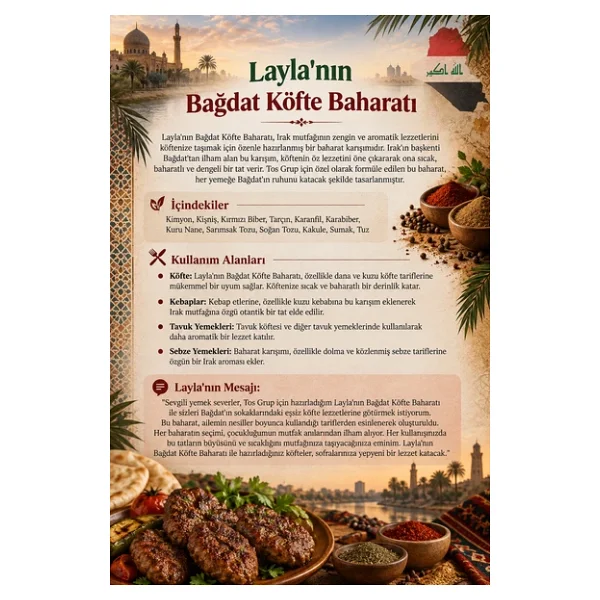 Layla'nın Bağdat Köfte Baharatı 100 gr Layla's Baghdad Meatball Spice - Görsel 4