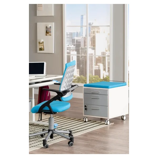 Creo Mobili Yükseklik Ve Eğim Ayarlı, Vega Premium Bilgisayar Ve Çalışma Masası Takımı Ekru/mavi - Görsel 5