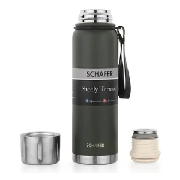 Schafer Steely Yeşil 750 ml Çelik Termos - Görsel 6