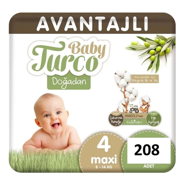 Baby Turco Doğadan 4 Numara Maxi 104'lü 2 Adet Bebek Bezi - Görsel 9