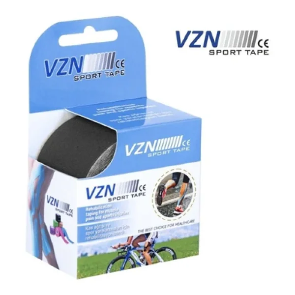 VZN Tape Kinesiology Vzn Sport Tape Sport Tape - Sporcu Ağrı Bandı 5m X 5cm Siyah 4 Adet - Görsel 2