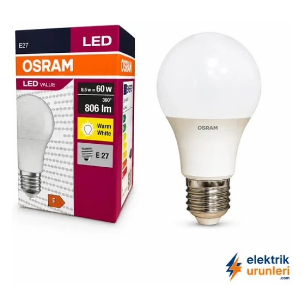 Osram Value Sarı Işık 8.5 W-60 W E27 10'lu LED Ampul - Görsel 5