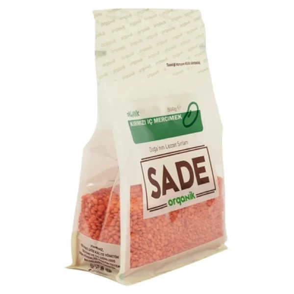 Sade Organik 500 gr Kırmızı İç Mercimek - Görsel 4