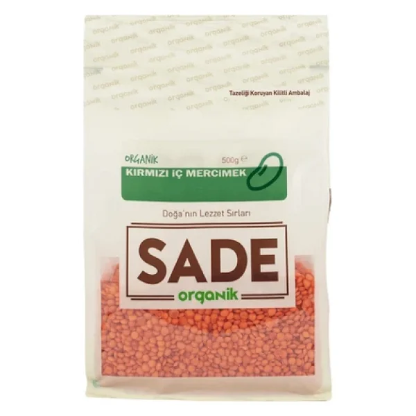 Sade Organik 500 gr Kırmızı İç Mercimek - Görsel 3