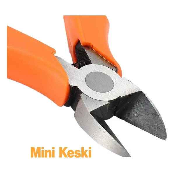 Rico Mini Yan Keski Kombine Pense Küçük Plastik Saplı 10 Cm Kargaburnu Metal 1 Adet - Görsel 3