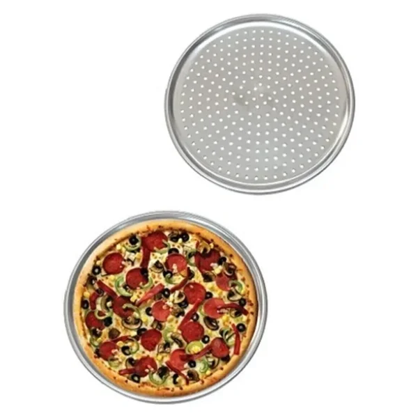 28 cm Pizza Ve Lahmacun Tepsisi Delikli Paslanmaz Çelik Tepsi Pizza Lahmacun Pide Tepsisi - Görsel 5