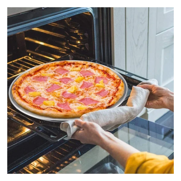 28 cm Pizza Ve Lahmacun Tepsisi Delikli Paslanmaz Çelik Tepsi Pizza Lahmacun Pide Tepsisi - Görsel 4