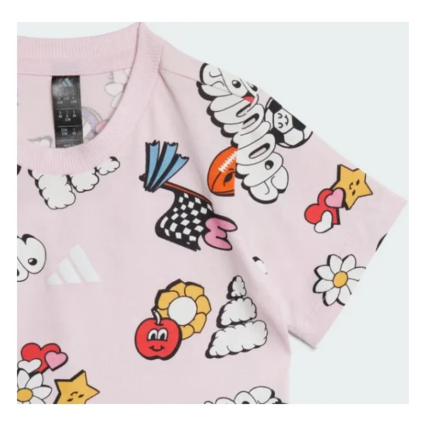 Adidas Seasonal Essentials Fun Allover Print Bebek Şort Tişört Takımı - Görsel 6