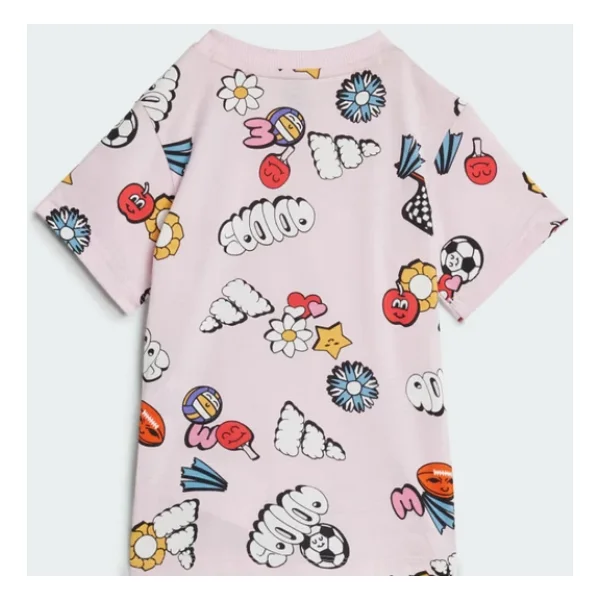 Adidas Seasonal Essentials Fun Allover Print Bebek Şort Tişört Takımı - Görsel 4