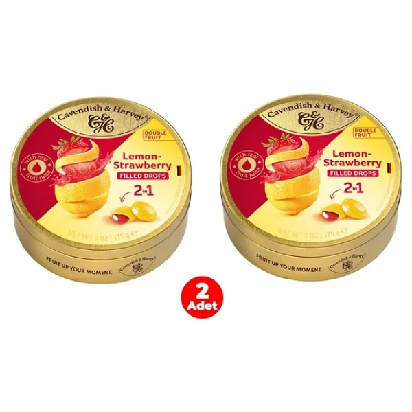 Cavendish & Harvey Double Fruit Drops Çilek Dolgulu Limon Aromalı Şeker (2 Adet) - Görsel 2
