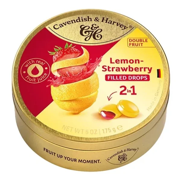 Cavendish & Harvey Double Fruit Drops Çilek Dolgulu Limon Aromalı Şeker (2 Adet) - Görsel 3