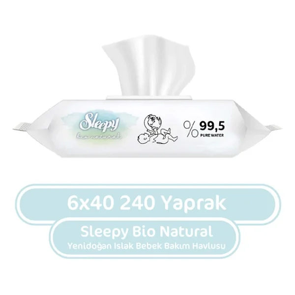 Sleepy Bio Natural 40 Yaprak 6'lı Paket Islak Mendil - Görsel 8