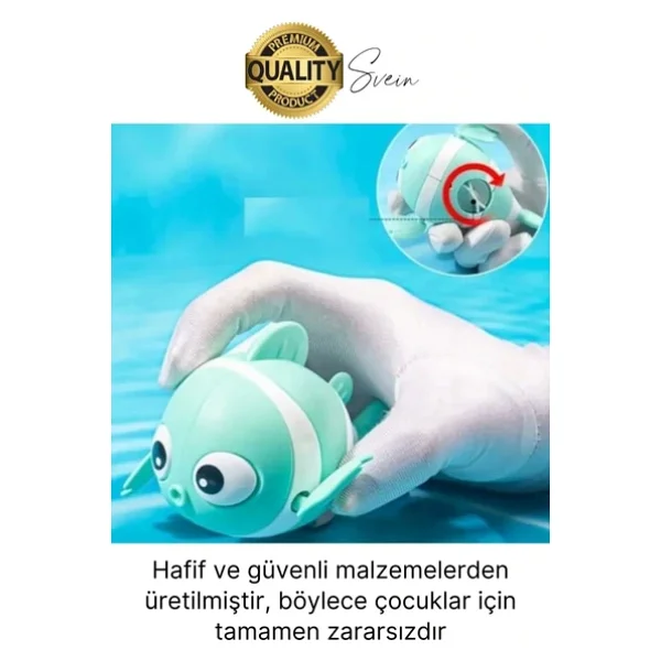 Kurmalı Balık Bebek Banyo Oyuncağı Arkadaşı Deniz Şişme Havuz Küvet Suda Yüzen Eğlenceli Oyuncak - Görsel 3