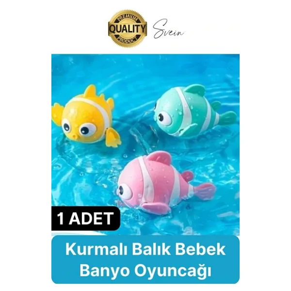 Kurmalı Balık Bebek Banyo Oyuncağı Arkadaşı Deniz Şişme Havuz Küvet Suda Yüzen Eğlenceli Oyuncak - Görsel 2