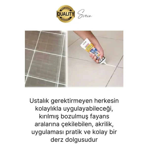 Premium Fayans Arası Antrasit Hazır Derz Dolgu Gaga Uç Tüp Mermer Mutfak Banyo Zemin Duvar Onarıcı - Görsel 6
