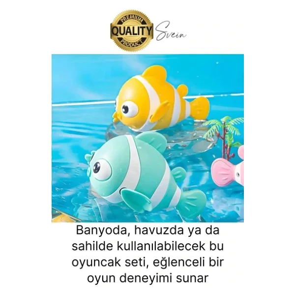 Kurmalı Balık Bebek Banyo Oyuncağı Arkadaşı Deniz Şişme Havuz Küvet Suda Yüzen Eğlenceli Oyuncak - Görsel 6