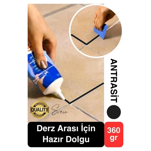 Premium Fayans Arası Antrasit Hazır Derz Dolgu Gaga Uç Tüp Mermer Mutfak Banyo Zemin Duvar Onarıcı - Görsel 2