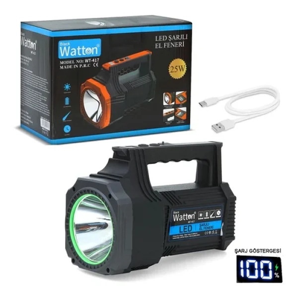 Watton WT-417 Projektör LED Şarjlı El Feneri - Görsel 7