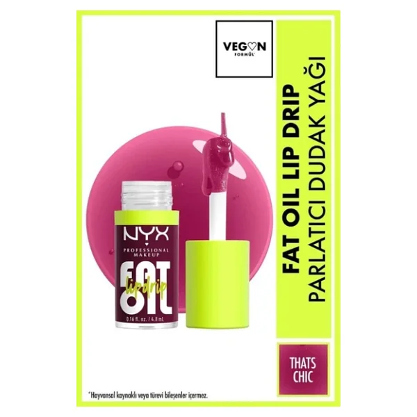 NYX Professional Makeup Fat Oil Lip Drip Parlatıcı That's Chic Dudak Yağı - Görsel 8