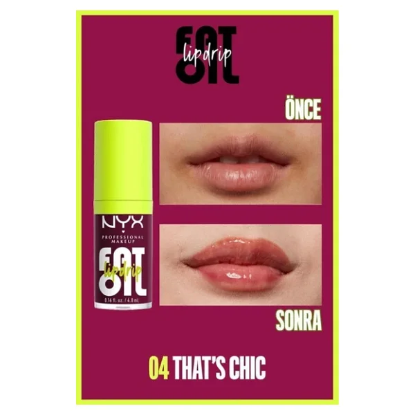 NYX Professional Makeup Fat Oil Lip Drip Parlatıcı That's Chic Dudak Yağı - Görsel 5