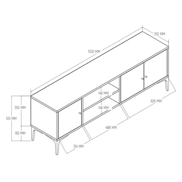 Mezza 1270 Nest 150 Cm Tv Ünitesi Ürgüp-Kaplan - Görsel 3