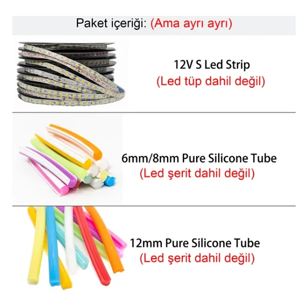 Ikinci Nesil Beyaz Difüzör 5 Metre 6mm Neon Led Silikon Şerit Kapağı Led Şerit İçermez - Görsel 10