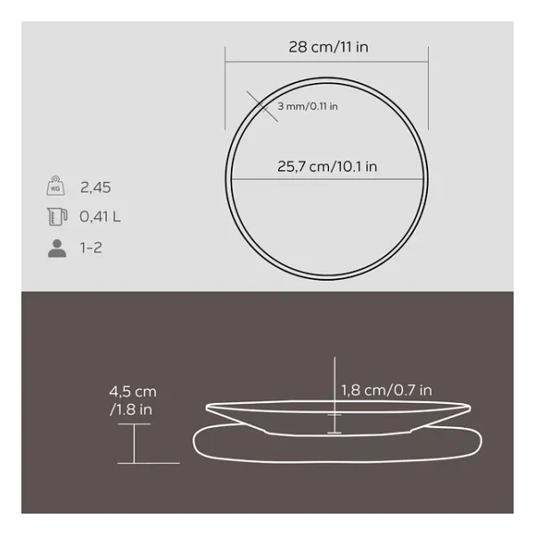 Lava Döküm Yuvarlak Servis Tabağı ve Kayın Servis Ahşabı 25 cm - Görsel 3