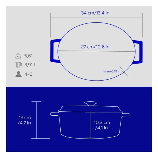 Lava Premium Oval Majolik 21x27 cm Döküm Tencere - Görsel 8