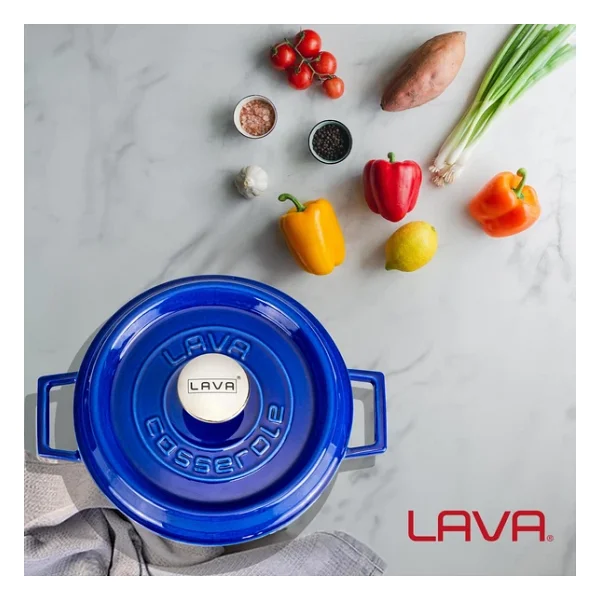 Lava Premium Majolik Mavi 24 cm Çok Amaçlı Yayvan Döküm Tencere - Görsel 8