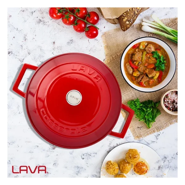 Lava Folk Yuvarlak Kırmızı 24 cm Derin Döküm Tencere - Görsel 10