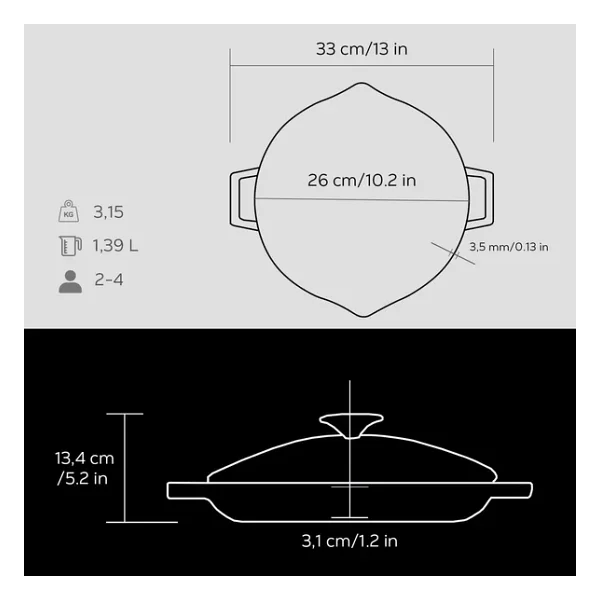 Lava Yuvarlak Metal Kulplu Cam Kapaklı 26 cm Kızartma Tavası - Görsel 4