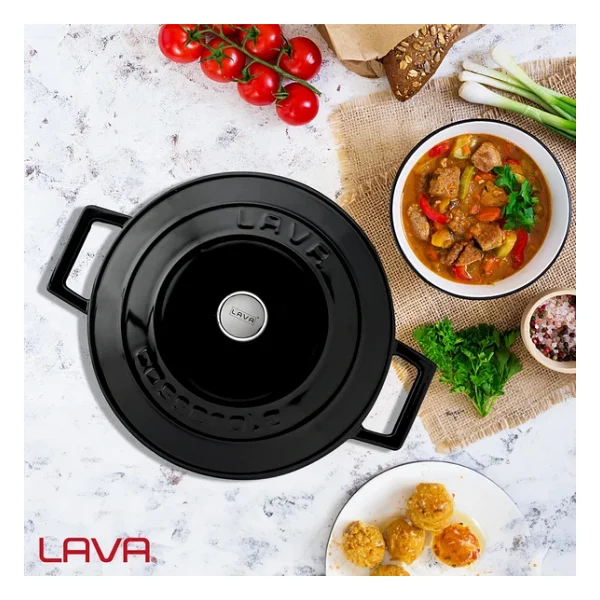 Lava Folk Yuvarlak Siyah 24 cm Derin Döküm Tencere - Görsel 7