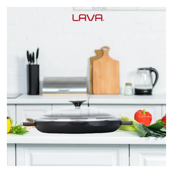 Lava Yuvarlak Metal Kulplu Cam Kapaklı 26 cm Kızartma Tavası - Görsel 6