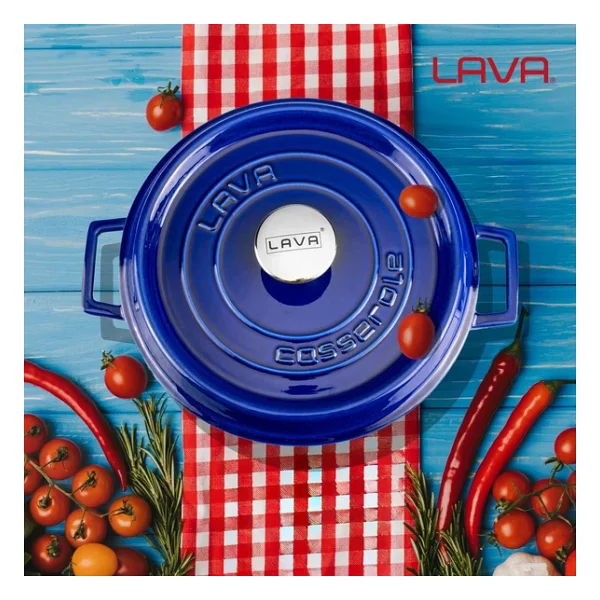 Lava Premium Majolik Mavi 28 cm Döküm Tencere - Görsel 8