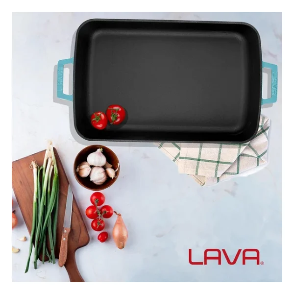 Lava Spring Yekpare Kulplu 26x40 cm Döküm Dikdörtgen Rosto ve Fırın Tepsisi - Görsel 8