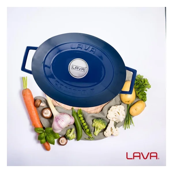 Lava Folk Oval Mavi 23x29 cm Döküm Tencere - Görsel 7