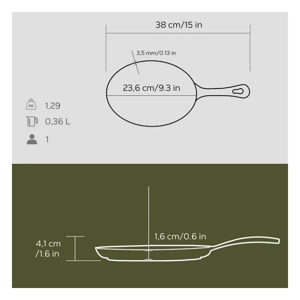 Lava Döküm Metal Saplı Oval 17x23 cm Fajita Tavası - Görsel 5