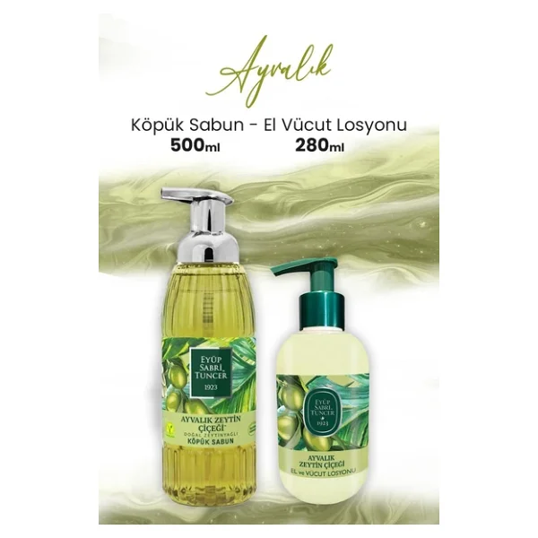 Eyüp Sabri Tuncer Ayvalık Zeytin Vücut Losyonu 280 ml ve Köpük Sabun 500 ml - Görsel 2