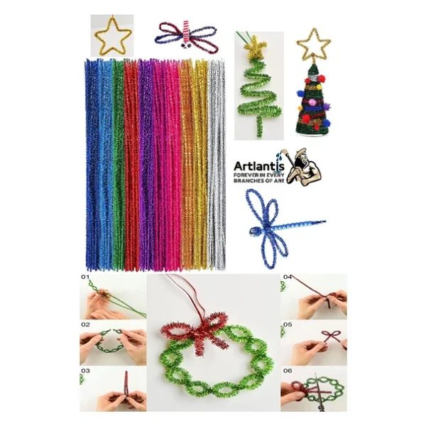 Şönil Pastel Metalik Ve Ana Renkler 30 Cm 300 Lü 1 Paket Renkli Tüylü Tel Peluş Tel 30 Cm Elişi Okul Projeleri Süsleme - Görsel 6